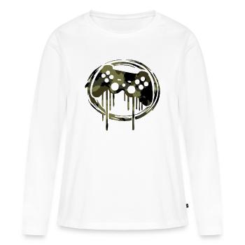 Camouflage Gamer Gaming - Women's Premium Organic Long Sleeve Shirt - white - Front - Julia (174cm)