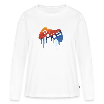 Gamer Retro - T-shirt manches longues Premium bio Femme - blanc - Devant - Julia (174cm)