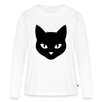 Tête_de_chat - T-shirt manches longues Premium bio Femme - blanc - Devant - Julia (174cm)