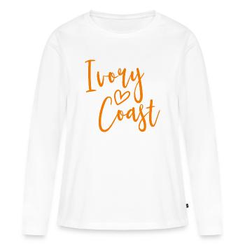 Cœur d’Ivoire Les Femmes Aiment la Côte d’Ivoire - T-shirt manches longues Premium bio Femme - blanc - Devant - Julia (174cm)