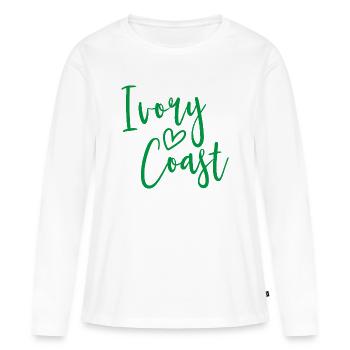 Cœur d’Ivoire Les Femmes Aiment la Côte d’Ivoire - T-shirt manches longues Premium bio Femme - blanc - Devant - Julia (174cm)