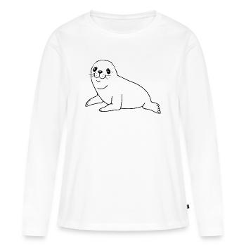 Seehund Robbe - Frauen Premium Bio Langarmshirt - Weiß - Vorne - Julia (174cm)