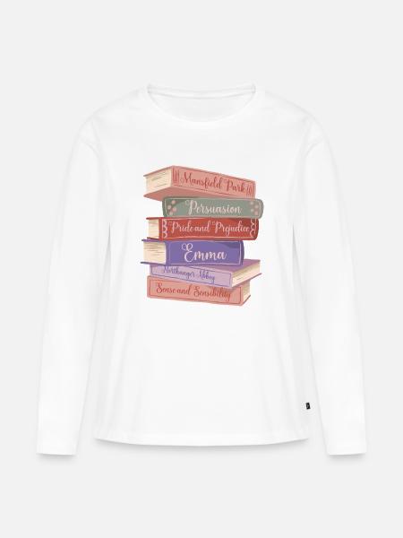 Jane Austens Romane V - Frauen Premium Bio Langarmshirt - Weiß