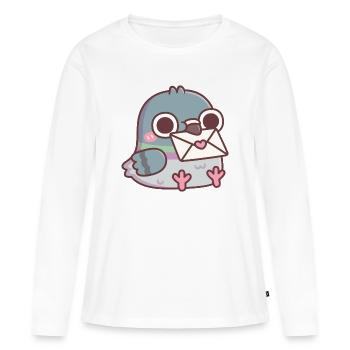 Pigeon mignon avec une lettre d’amour - T-shirt manches longues Premium bio Femme - blanc - Devant - Julia (174cm)