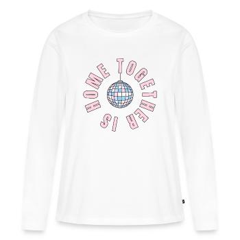 La maison, c’est là où nous sommes ensemble - boule disco - T-shirt manches longues Premium bio Femme - blanc - Devant - Julia (174cm)