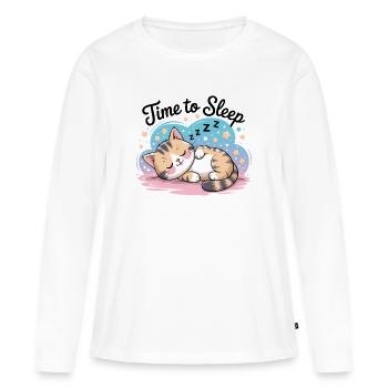 Cute Sleep Shirt Cat Time To Sleep - Women's Premium Organic Long Sleeve Shirt - white - Front - Julia (174cm)