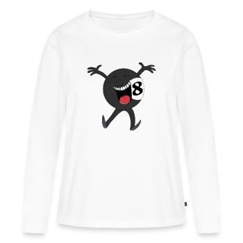 Lachender Achtball-Maskottchen - Frauen Premium Bio Langarmshirt - Weiß - Vorne - Julia (174cm)