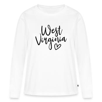 West Virginia Heart Women's Love West Virginia - Frauen Premium Bio Langarmshirt - Weiß - Vorne - Julia (174cm)