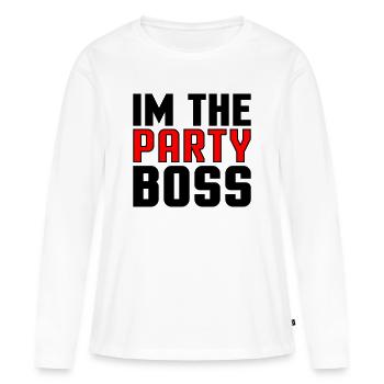 Je suis le chef de la fête - T-shirt manches longues Premium bio Femme - blanc - Devant - Julia (174cm)