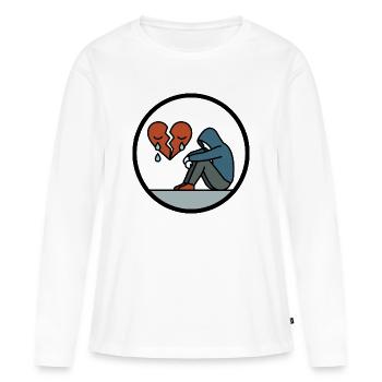 Cœur brisé et solitude Motif de chagrin - T-shirt manches longues Premium bio Femme - blanc - Devant - Julia (174cm)
