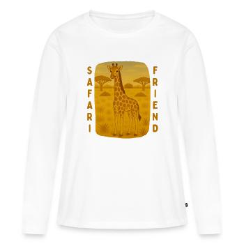 Giraffe in der goldenen Savanne - Frauen Premium Bio Langarmshirt - Weiß - Vorne - Julia (174cm)