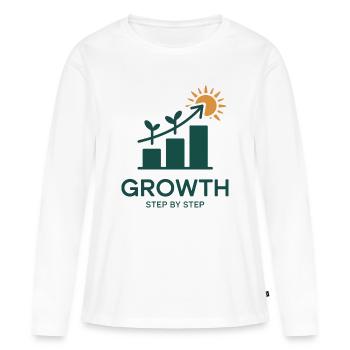 Croissance étape par étape – Succès & Croissance - T-shirt manches longues Premium bio Femme - blanc - Devant - Julia (174cm)