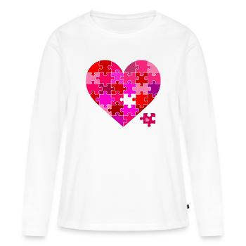 Explosion de couleurs du puzzle de cœur - T-shirt manches longues Premium bio Femme - blanc - Devant - Julia (174cm)