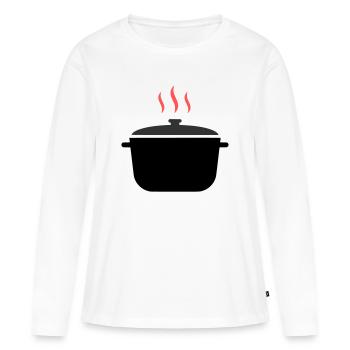 Kochtopf Dampf Kochen - Frauen Premium Bio Langarmshirt - Weiß - Vorne - Julia (174cm)