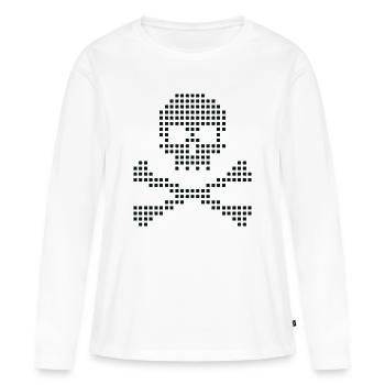 Os croisés du crâne pixel - T-shirt manches longues Premium bio Femme - blanc - Devant - Julia (174cm)