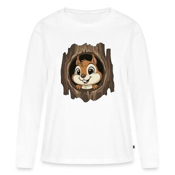 Waldchipmunk im Baumloch - Frauen Premium Bio Langarmshirt - Weiß - Vorne - Julia (174cm)