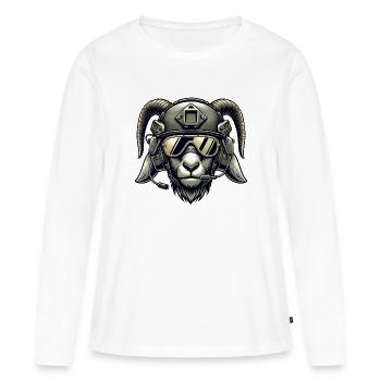 Chèvre en mission - T-shirt manches longues Premium bio Femme - blanc - Devant - Julia (174cm)