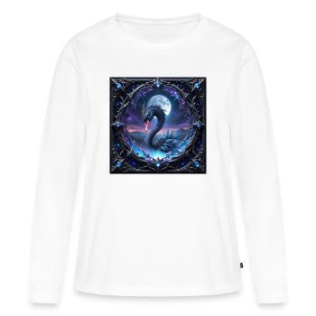 Monddrachen-Schwan in Filigran. - Frauen Premium Bio Langarmshirt - Weiß - Vorne - Julia (174cm)