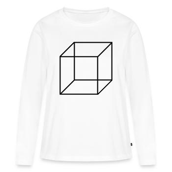 Cube Square - T-shirt manches longues Premium bio Femme - blanc - Devant - Julia (174cm)