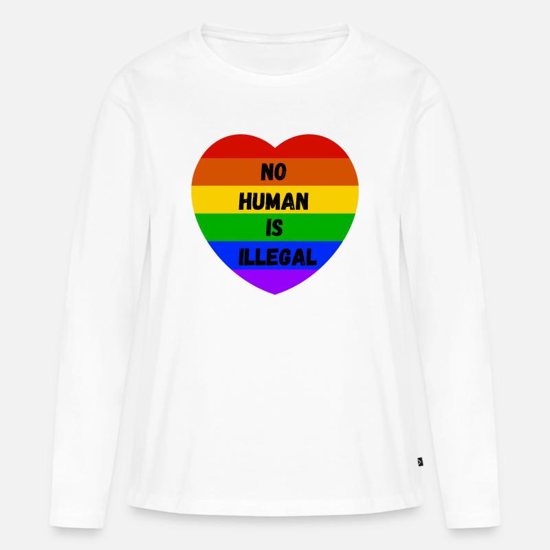  No Human Is Illegal - Frauen Premium Bio Langarmshirt - Weiß