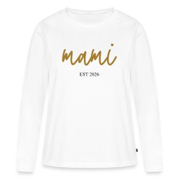 Mami est 2026 - Frauen Premium Bio Langarmshirt - Weiß - Vorne - Julia (174cm)