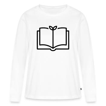 Buch Natur Blatt Outline - Frauen Premium Bio Langarmshirt - Weiß - Vorne - Julia (174cm)