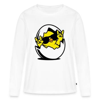 Rock Chick – Cool Chick dans un œuf - T-shirt manches longues Premium bio Femme - blanc - Devant - Julia (174cm)