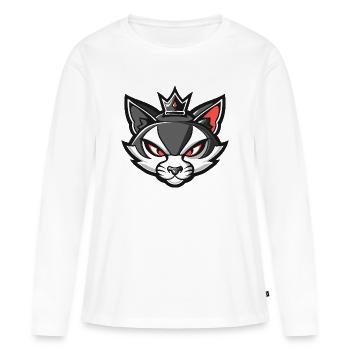 Couronne tête de chat - T-shirt manches longues Premium bio Femme - blanc - Devant - Julia (174cm)