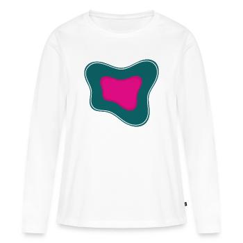 Abstraction rose sur fond teal - T-shirt manches longues Premium bio Femme - blanc - Devant - Julia (174cm)