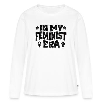 À mon époque féministe - T-shirt manches longues Premium bio Femme - blanc - Devant - Julia (174cm)