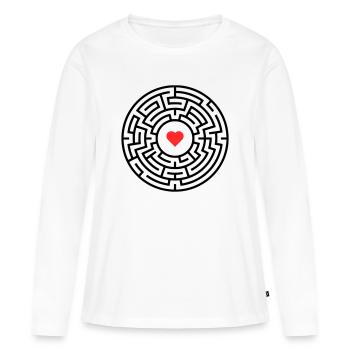 Labyrinthe du Labyrinthe Heart Maze - T-shirt manches longues Premium bio Femme - blanc - Devant - Julia (174cm)