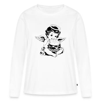 Burger Engel – Le chérubin mange du millésime hamburger - T-shirt manches longues Premium bio Femme - blanc - Devant - Julia (174cm)