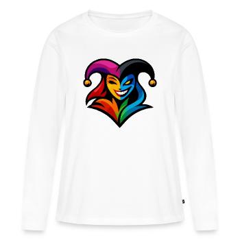 Cheerful Jester Heart - Women's Premium Organic Long Sleeve Shirt - white - Front - Julia (174cm)