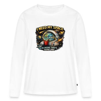 J’ai besoin de mon espace de plus d’un point de vue - Chemise - T-shirt manches longues Premium bio Femme - blanc - Devant - Julia (174cm)