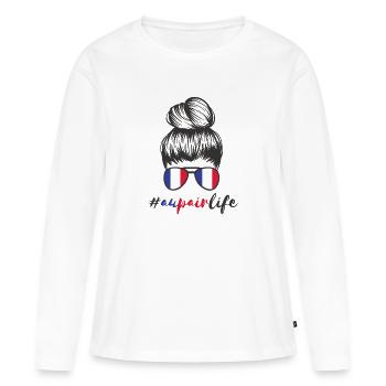 Au pair, France Année à l’étranger France #Aupairlife - T-shirt manches longues Premium bio Femme - blanc - Devant - Julia (174cm)