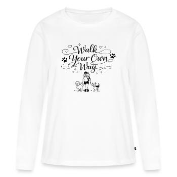 Suivez votre propre chemin - T-shirt manches longues Premium bio Femme - blanc - Devant - Julia (174cm)