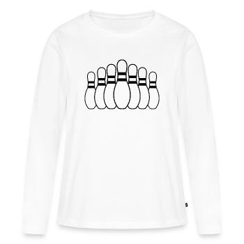 Quilles de bowling - T-shirt manches longues Premium bio Femme - blanc - Devant - Julia (174cm)