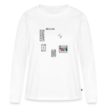 DEVISE - T-shirt manches longues Premium bio Femme - blanc - Devant - Julia (174cm)
