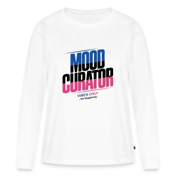 Ambiance Curator Ambiance Seulement Pas de négativité Design rétro - T-shirt manches longues Premium bio Femme - blanc - Devant - Julia (174cm)