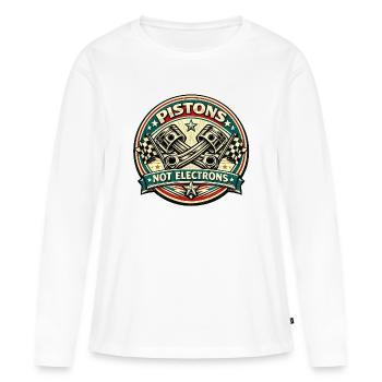 Vintage Piston Badge: Not Electrons - Women's Premium Organic Long Sleeve Shirt - white - Front - Julia (174cm)