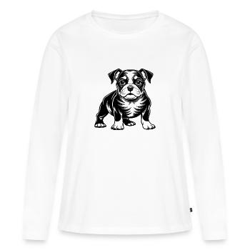 Chiot bouledogue - T-shirt manches longues Premium bio Femme - blanc - Devant - Julia (174cm)