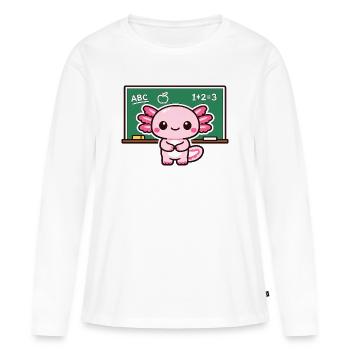 Kawaii Schuldrache mit Kreide axolotl - Frauen Premium Bio Langarmshirt - Weiß - Vorne - Julia (174cm)
