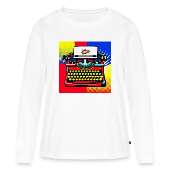 Pop Art Bang Schreibmaschine - Frauen Premium Bio Langarmshirt - Weiß - Vorne - Julia (174cm)