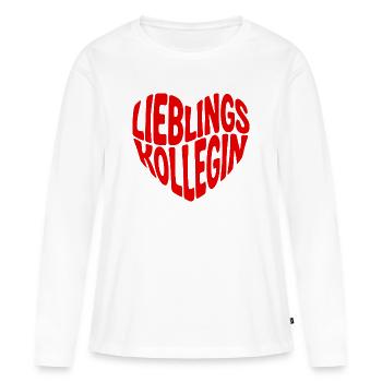 Tasse cadeau préférée de mon collègue avec cœur - T-shirt manches longues Premium bio Femme - blanc - Devant - Julia (174cm)