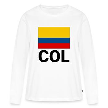 Drapeau de la Colombie tricolore avec l’abréviation COL - T-shirt manches longues Premium bio Femme - blanc - Devant - Julia (174cm)