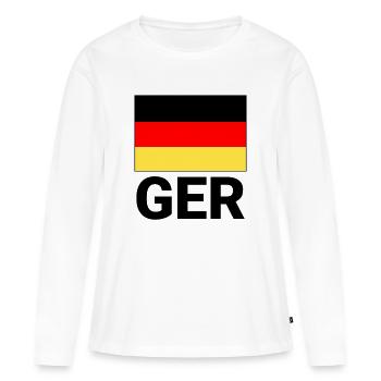 Drapeau allemand avec abréviation CECR - T-shirt manches longues Premium bio Femme - blanc - Devant - Julia (174cm)
