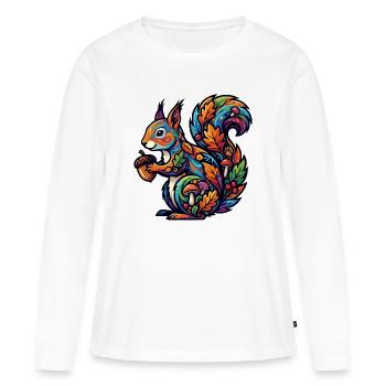 Buntes Eichhörnchen Herbstzauber Nuss Waldbewohner - Frauen Premium Bio Langarmshirt - Weiß - Vorne - Julia (174cm)