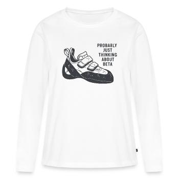 Beta Thought Sneaker Tee - Frauen Premium Bio Langarmshirt - Weiß - Vorne - Julia (174cm)