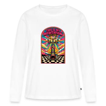 Ma méditation est bruyante | Didgeridoo - T-shirt manches longues Premium bio Femme - blanc - Devant - Julia (174cm)