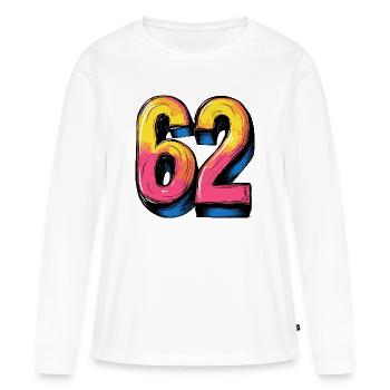 62 chiffres colorés - T-shirt manches longues Premium bio Femme - blanc - Devant - Julia (174cm)